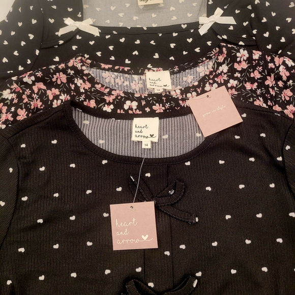 Girls Heart and Bows Long Sleeve Tops - Picture 2 of 6